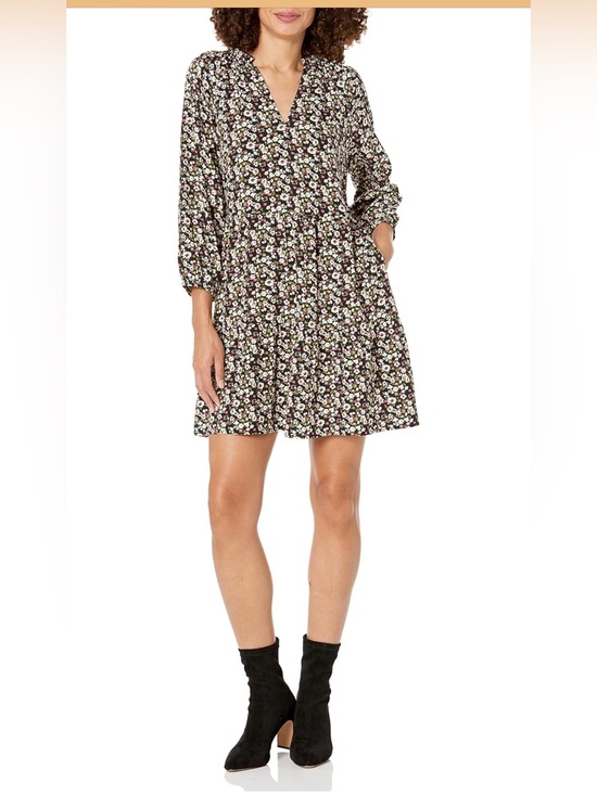 The Drop Dresses & Skirts - NWT The Drop Floral V-Neck Long Sleeve Mini Dress in Black FloralSz M